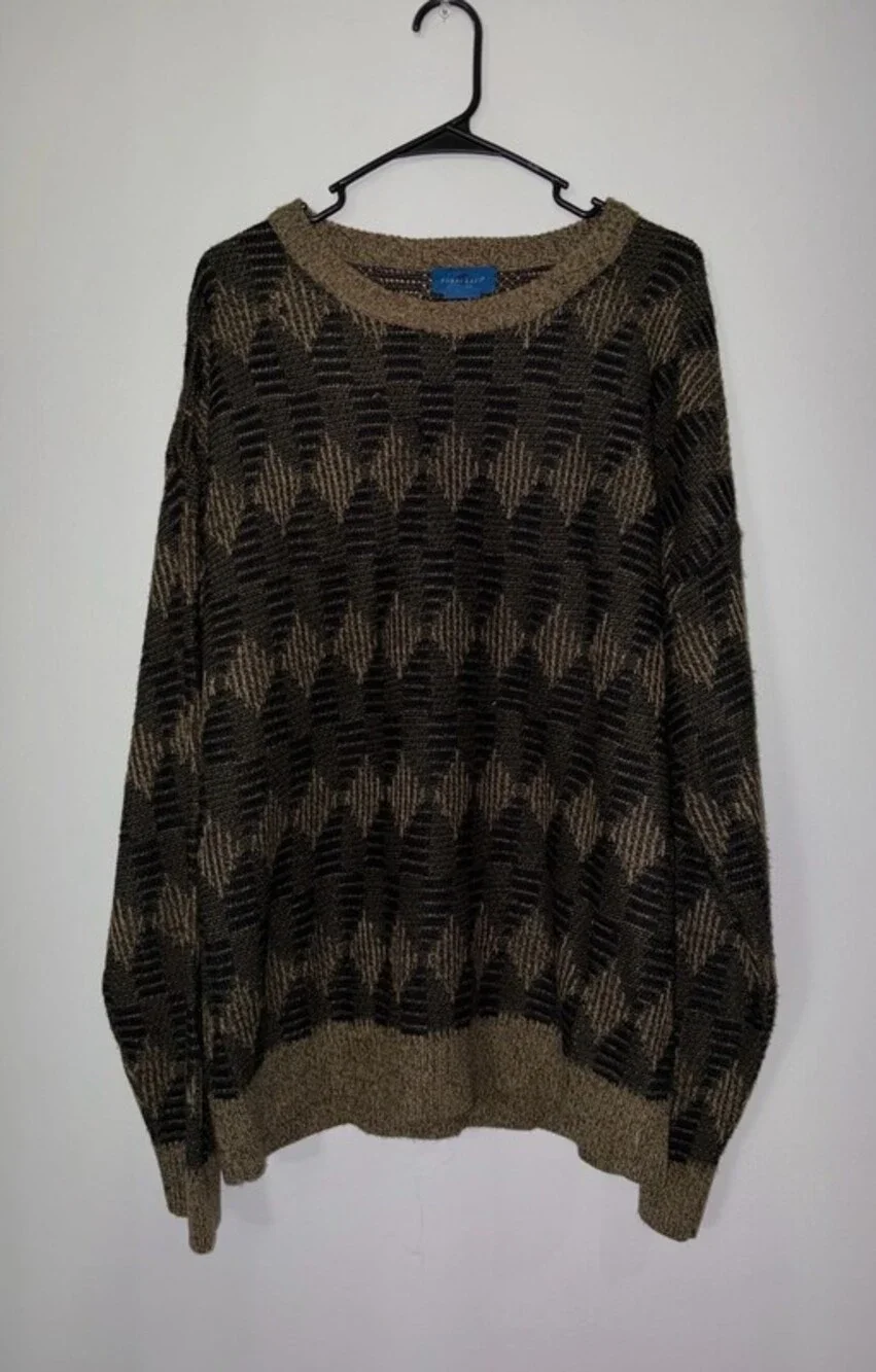 Towncraft Vintage Geometric Pattern Knit Sweater XL